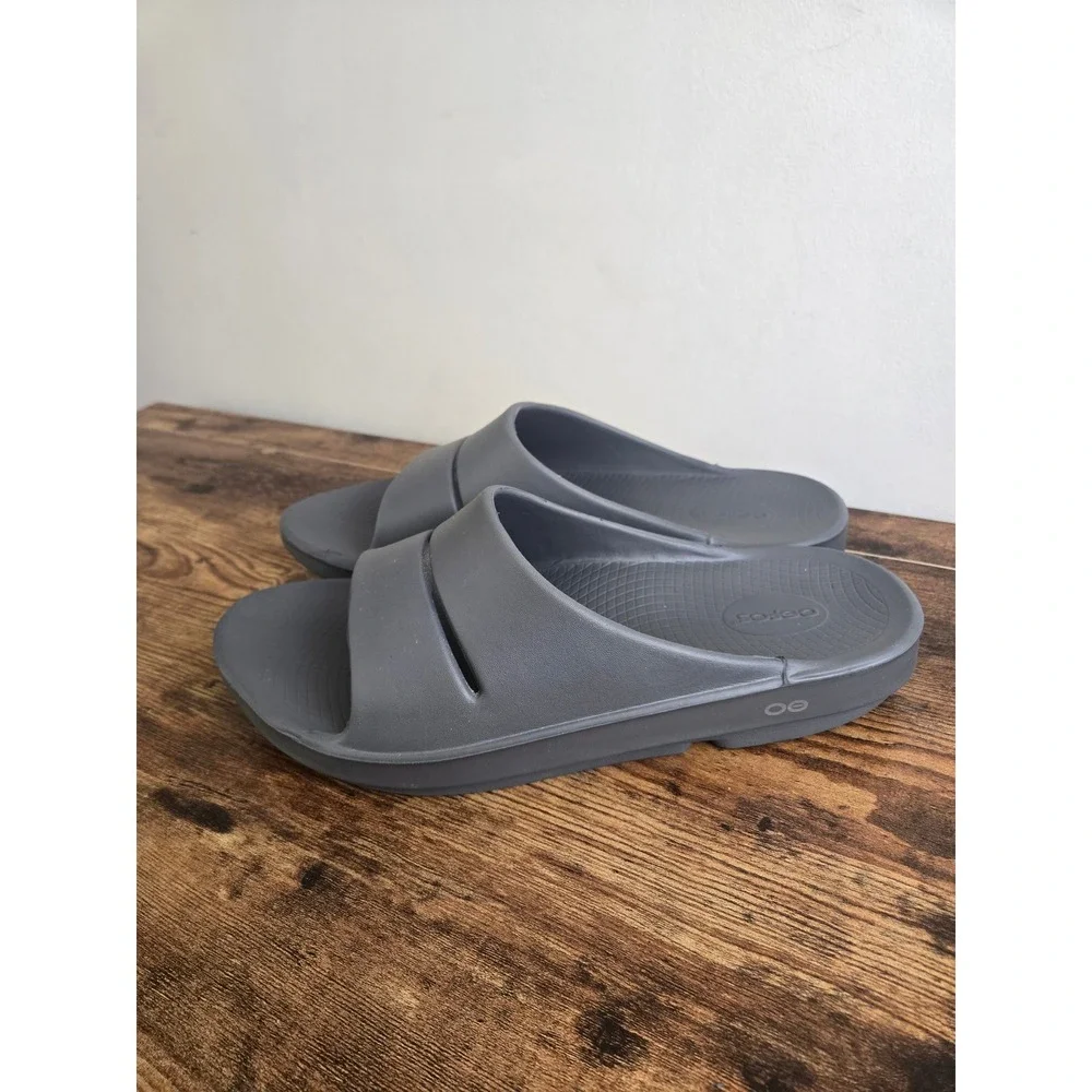 OOFOS OOahh Slide Sandals Men 13 Slate Grey Recovery Footwear New without Tags